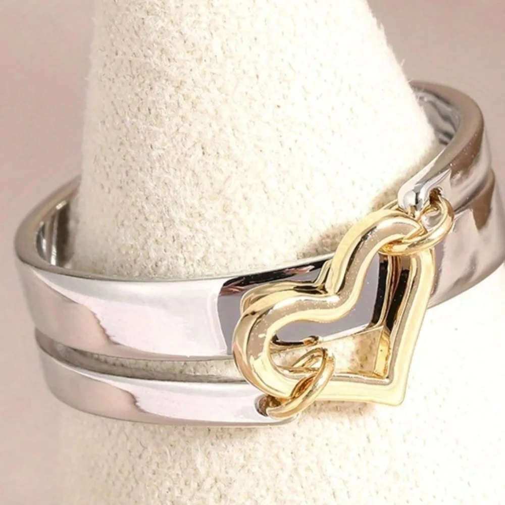 Luxe Two Tone Heart Dainty Ring